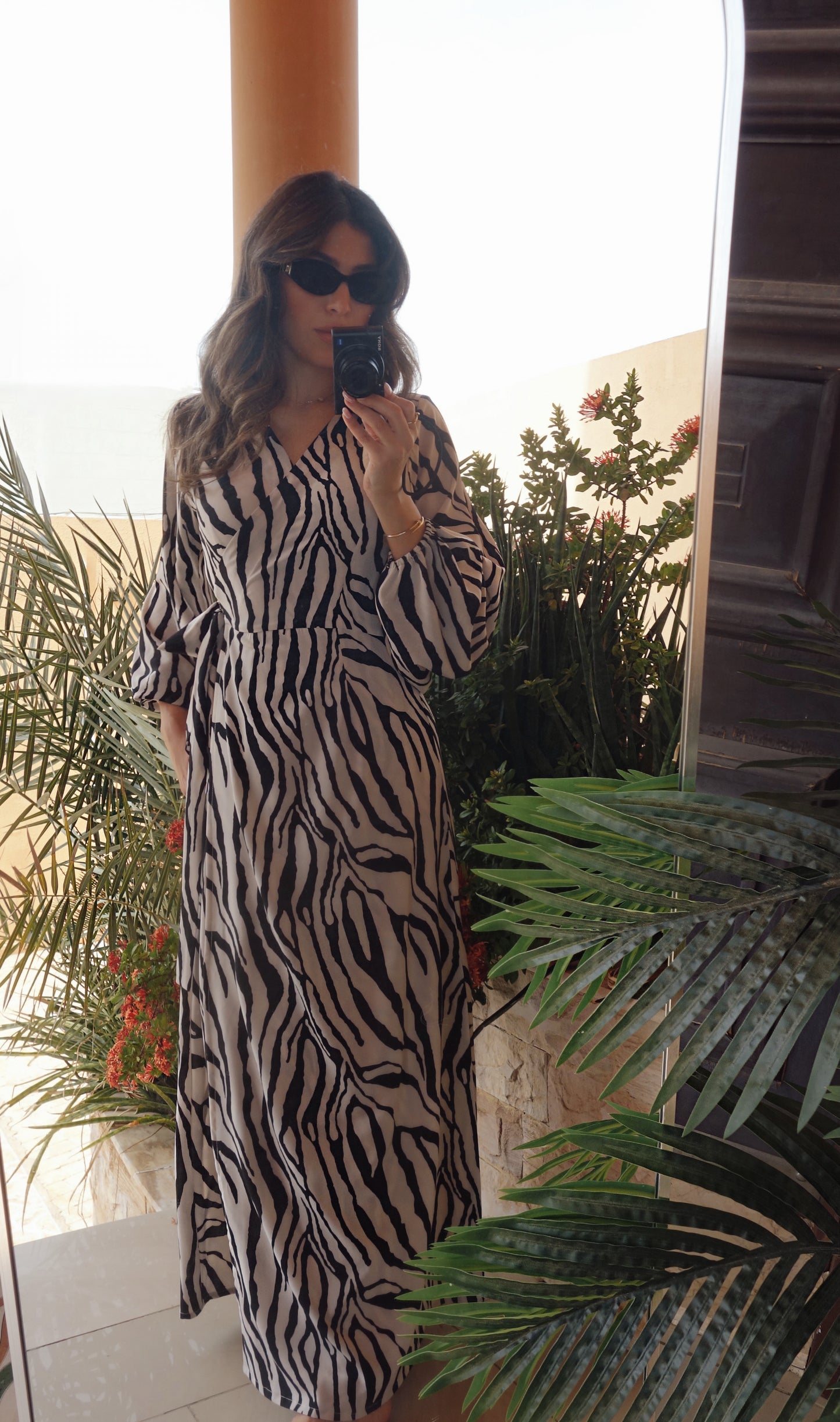 Sage Zebra Wrap Dress
