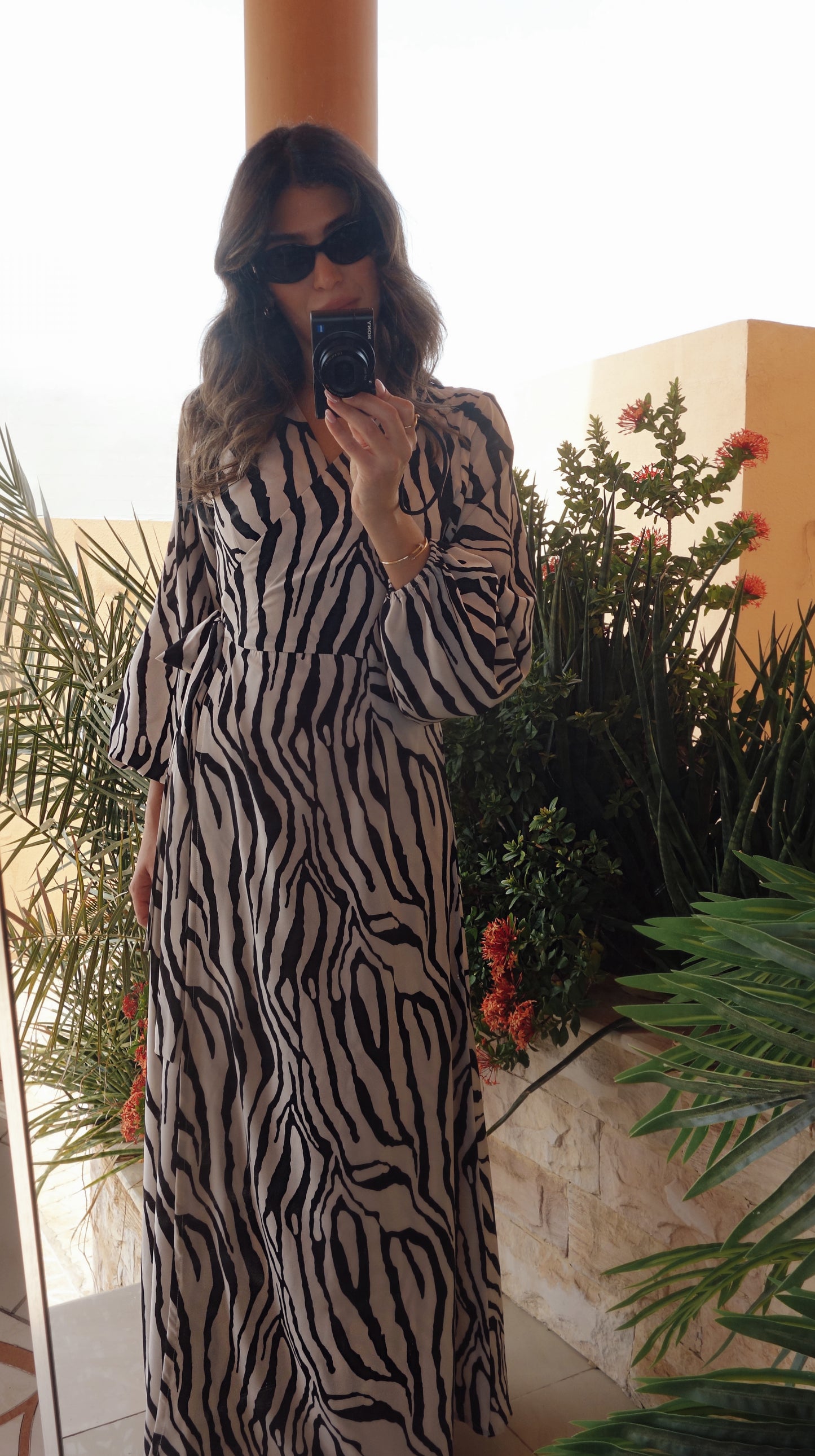 Sage Zebra Wrap Dress