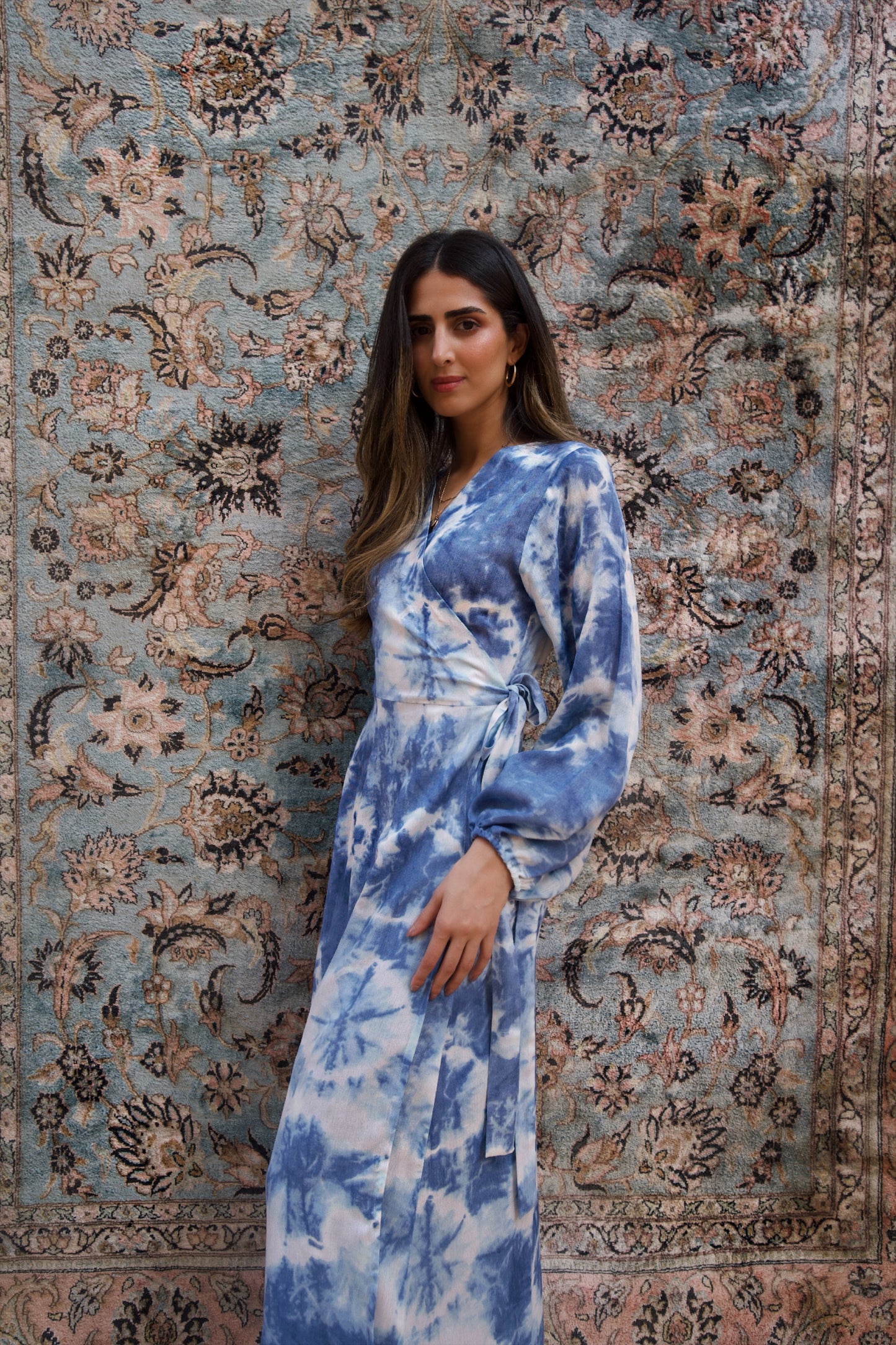 Aurelia Sky Blue Boho Wrap Dress