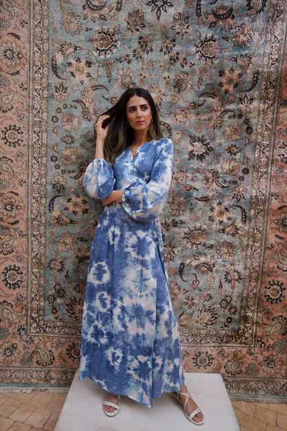 Aurelia Sky Blue Boho Wrap Dress