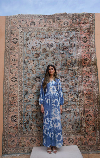 Aurelia Sky Blue Boho Wrap Dress