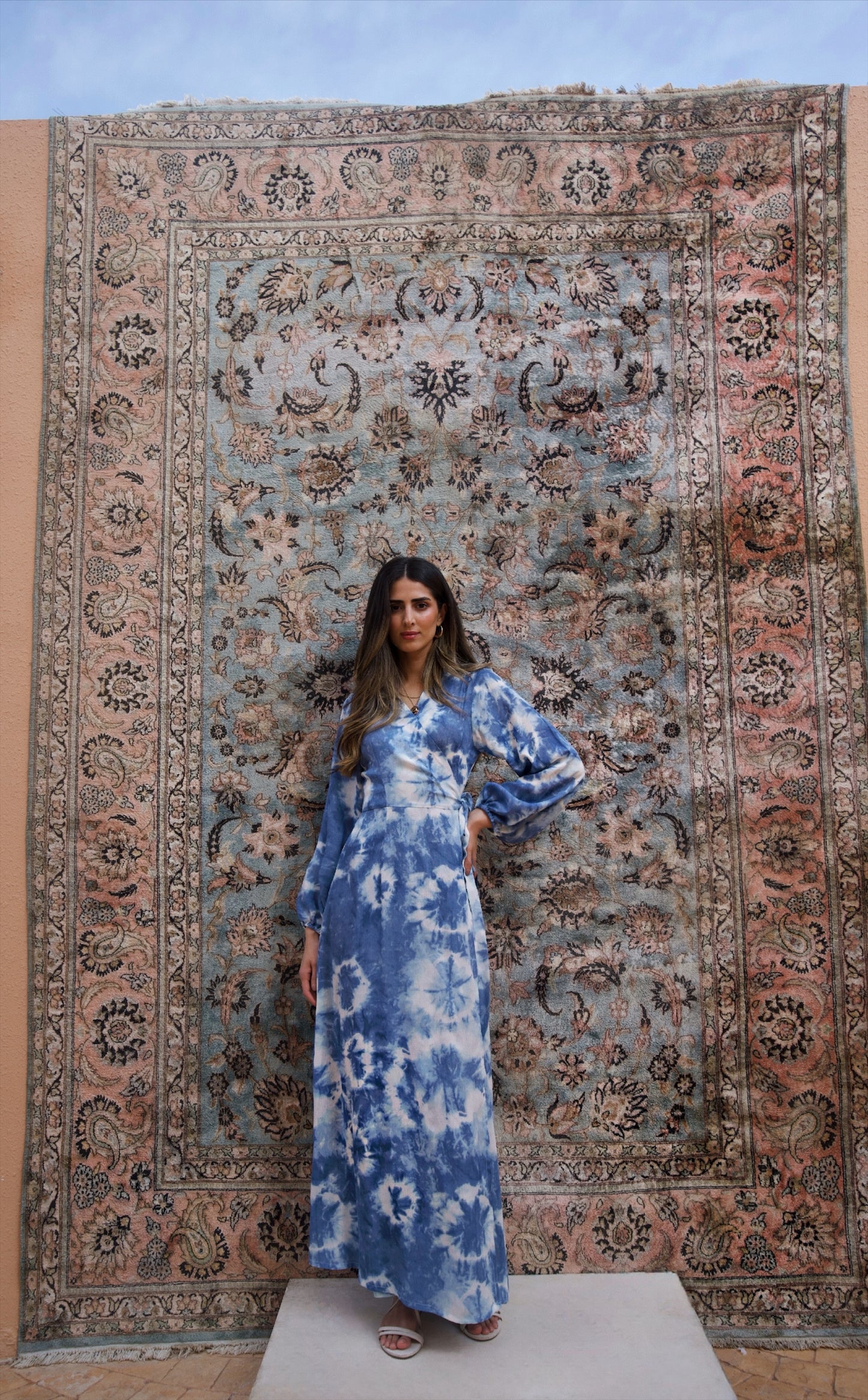 Aurelia Sky Blue Boho Wrap Dress