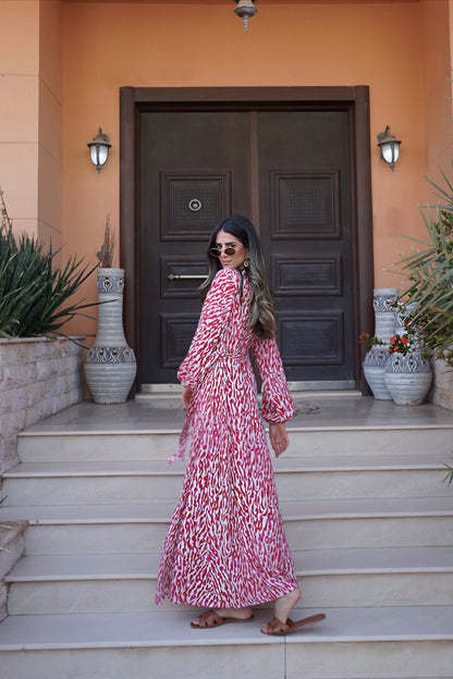 Aurelia Leopard Fuchsia Wrap Dress