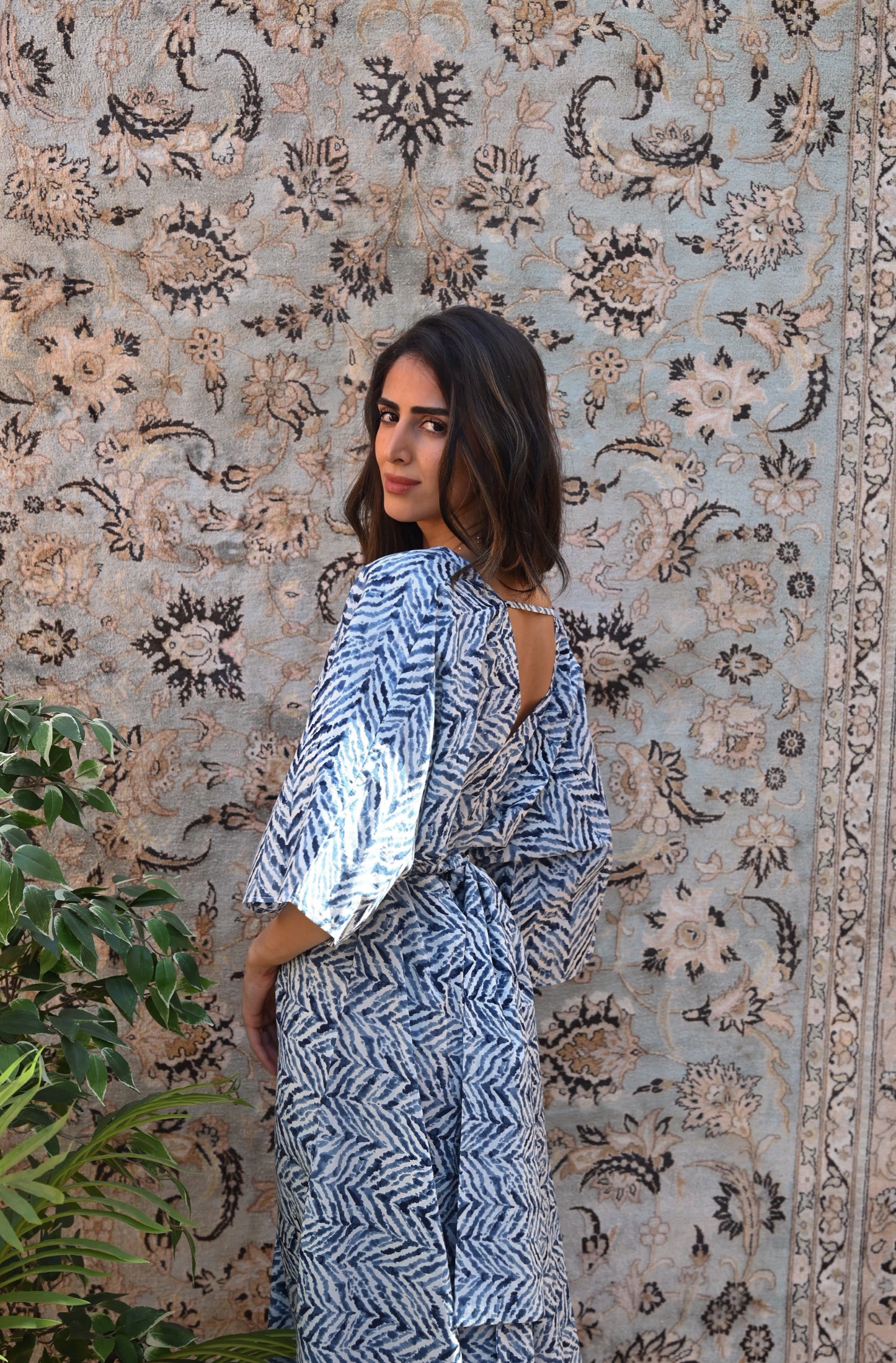 Indigo Zigzag Kaftan