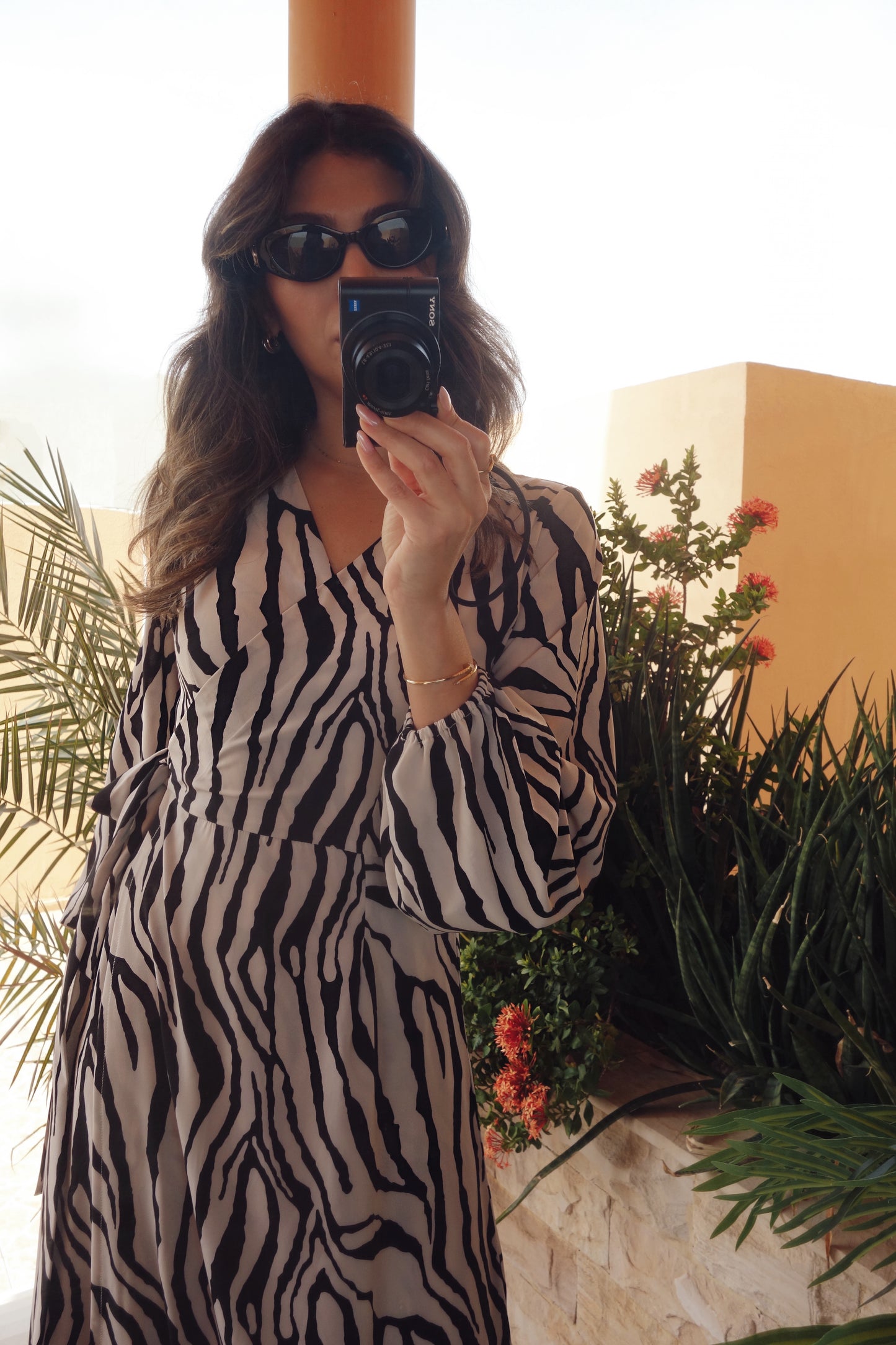 Sage Zebra Wrap Dress