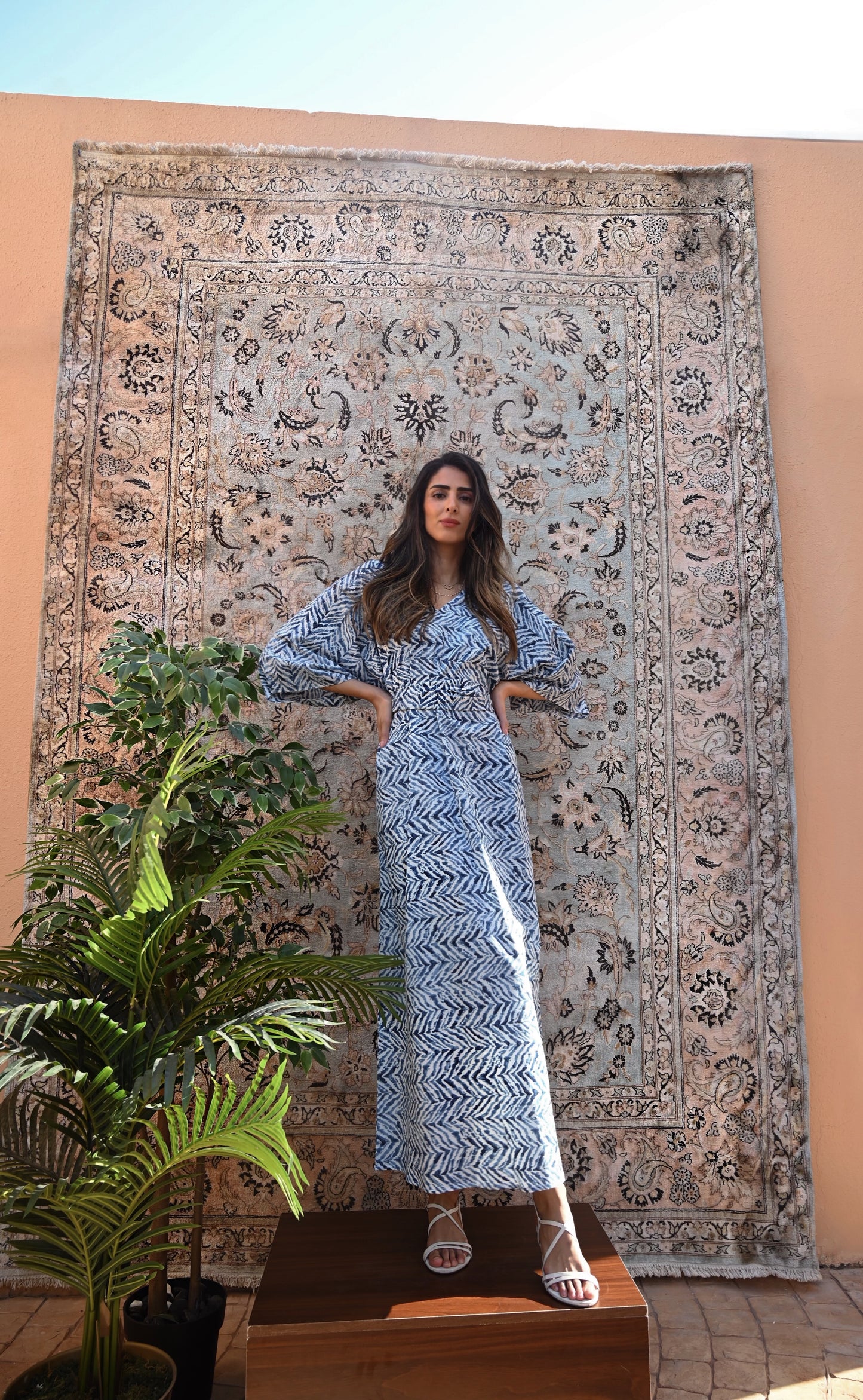 Indigo Zigzag Kaftan