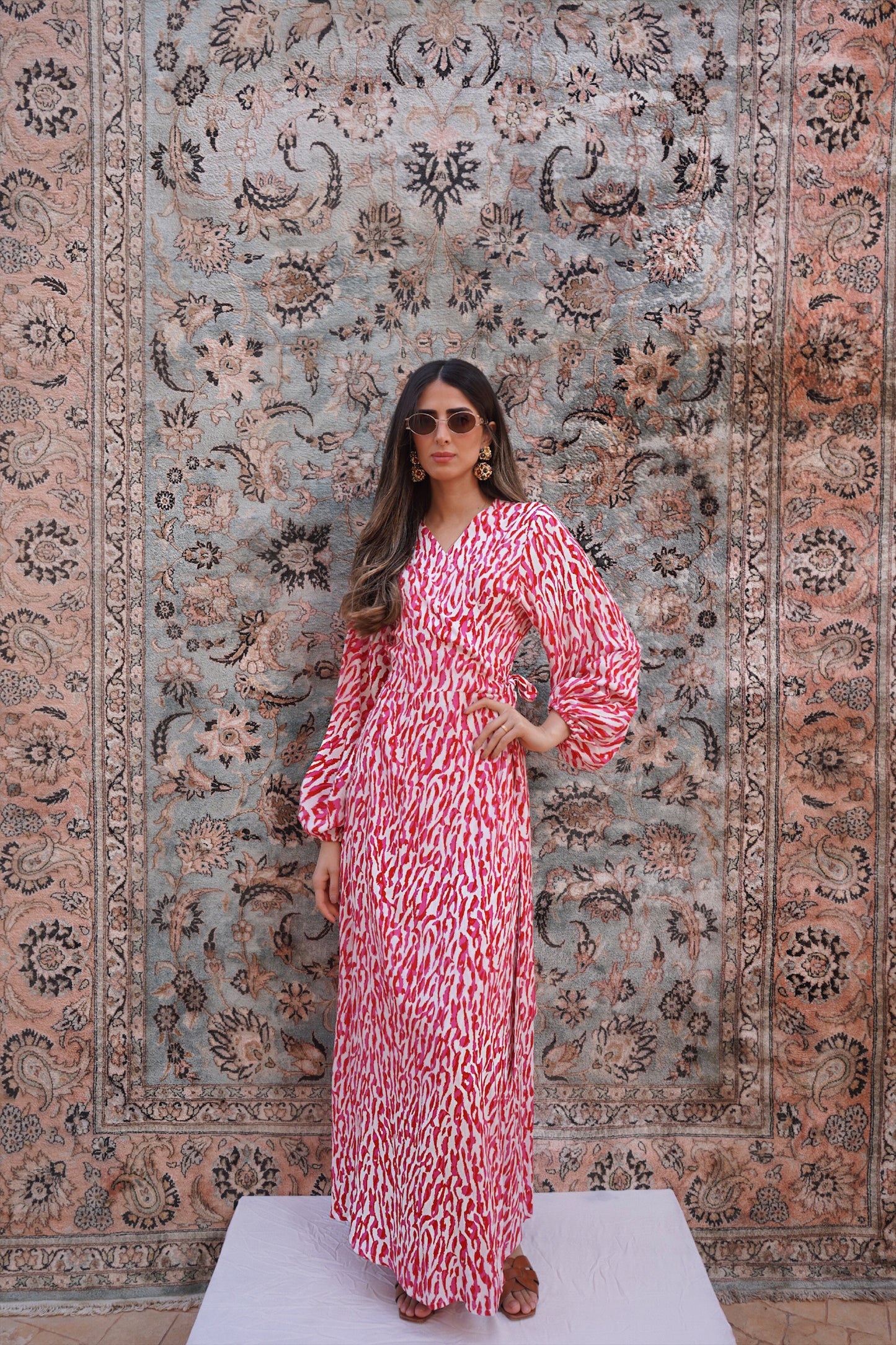 Aurelia Leopard Fuchsia Wrap Dress