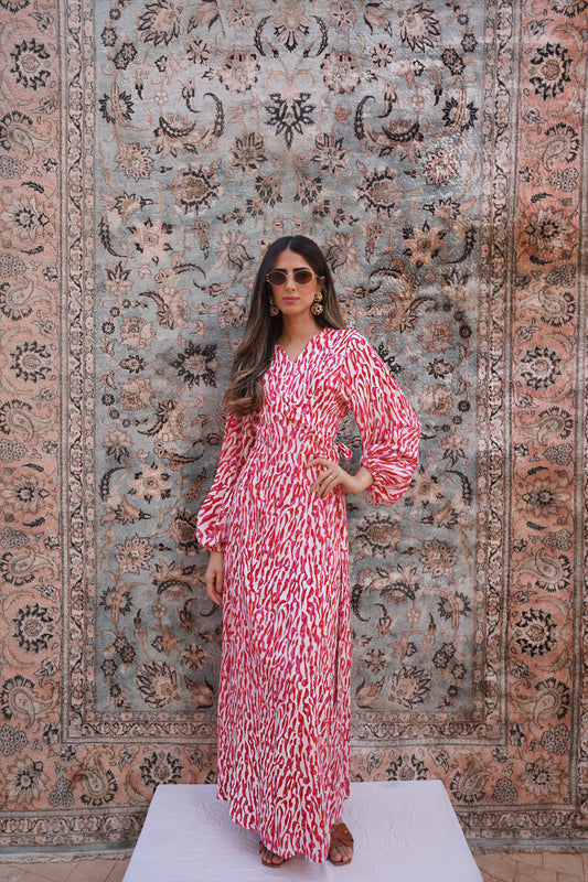 Aurelia Leopard Fuchsia Wrap Dress