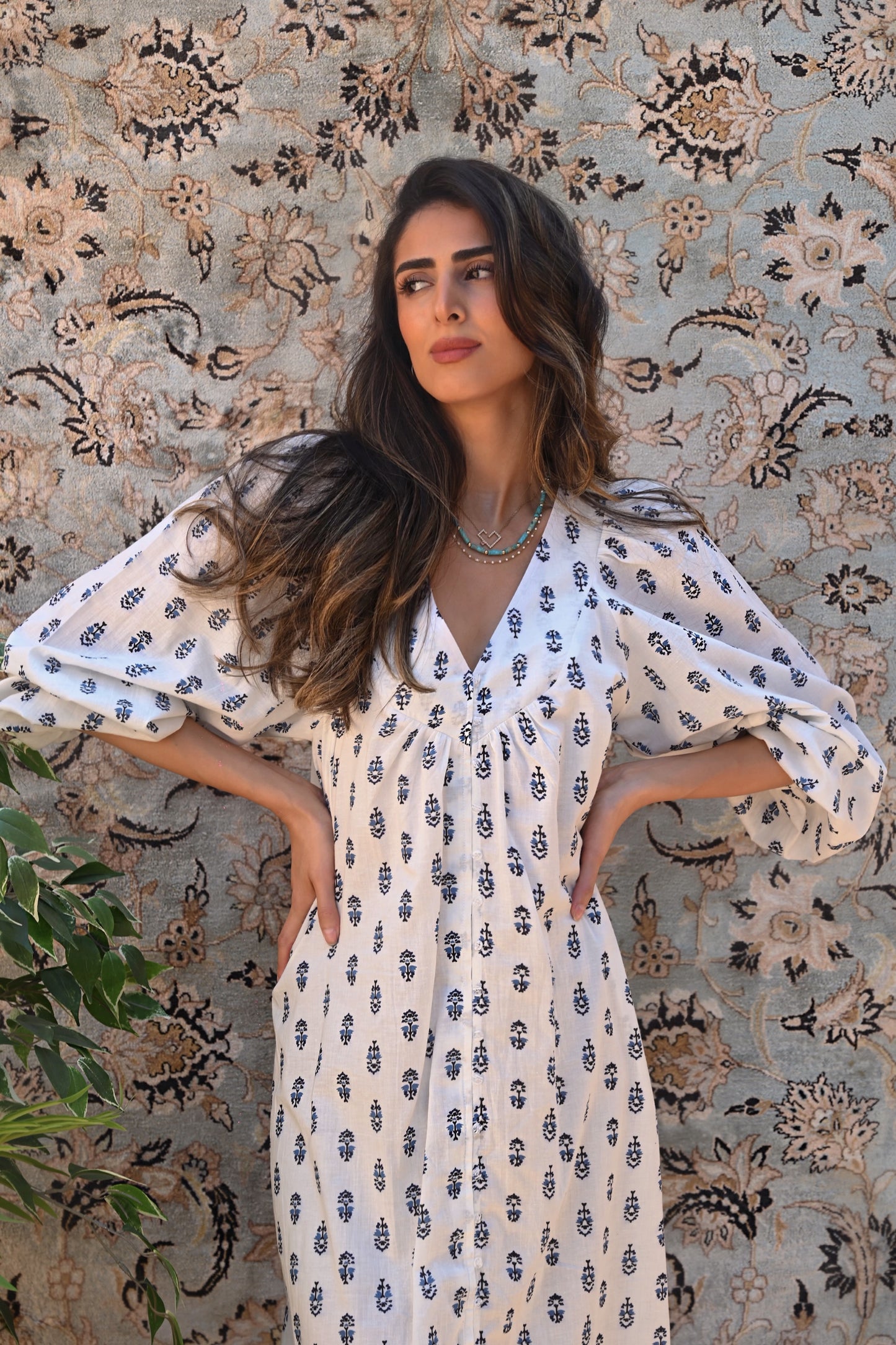 Willow Floral White Kaftan