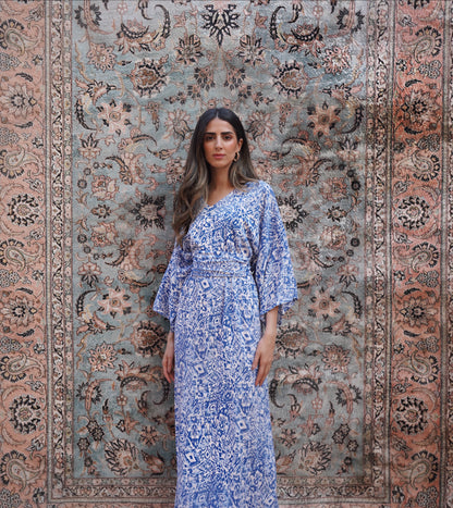 Indie Leopard Blue Kaftan