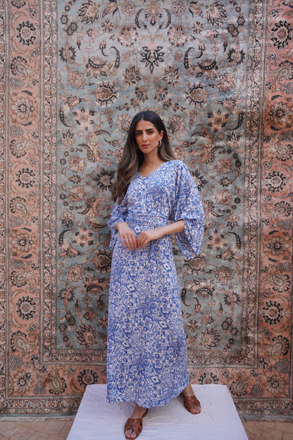 Indie Leopard Blue Kaftan