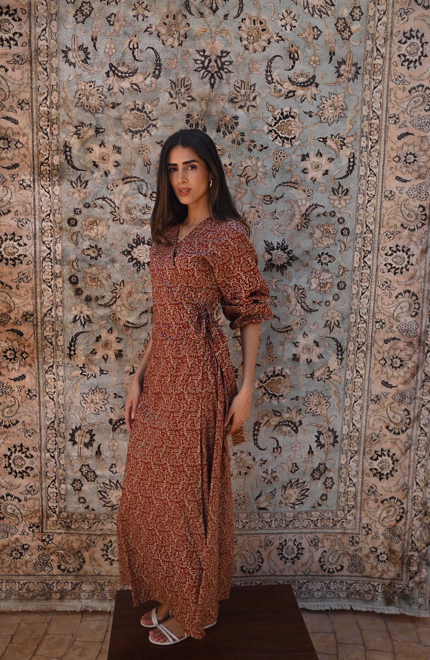 Sage Maroon Wrap dress