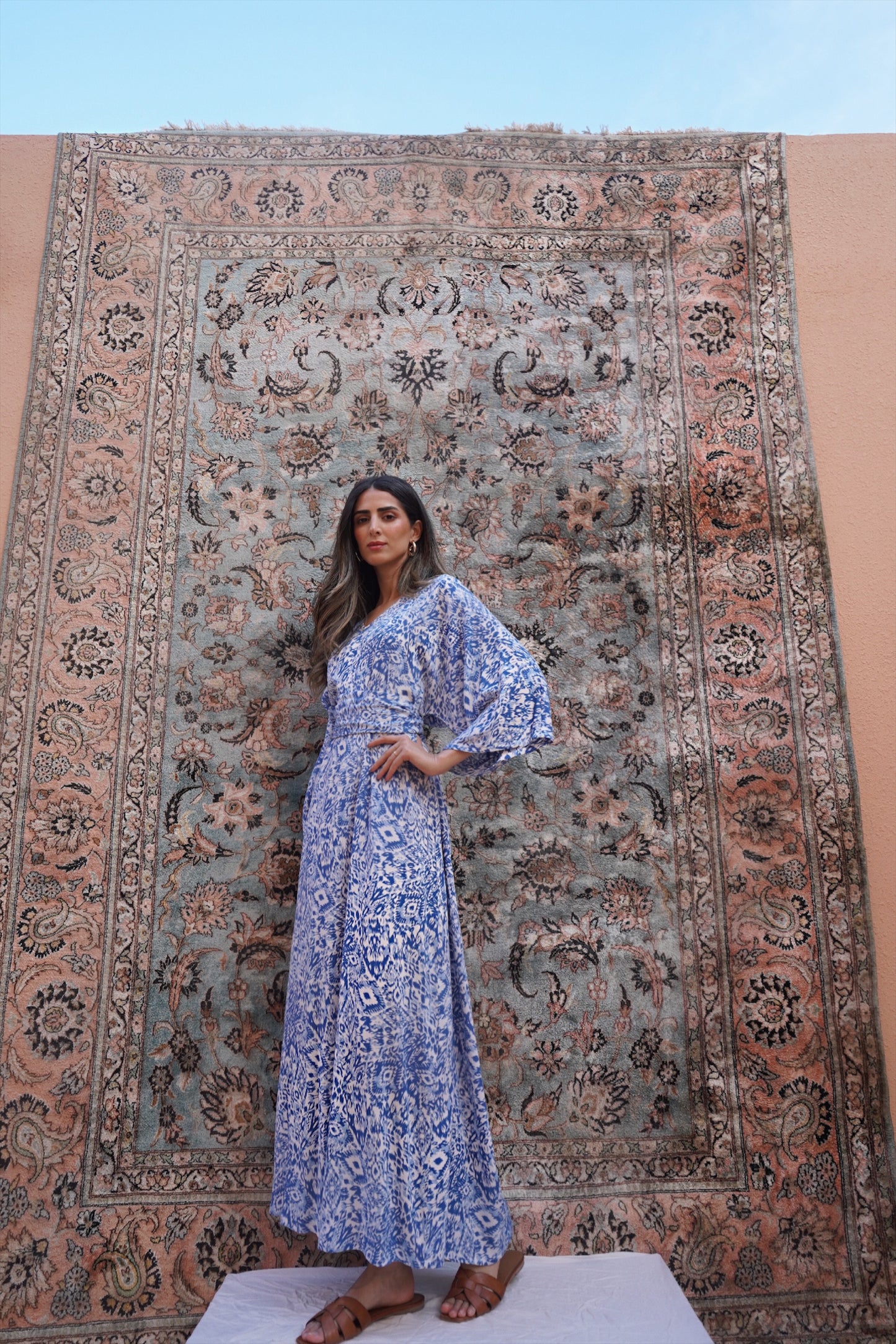 Indie Leopard Blue Kaftan