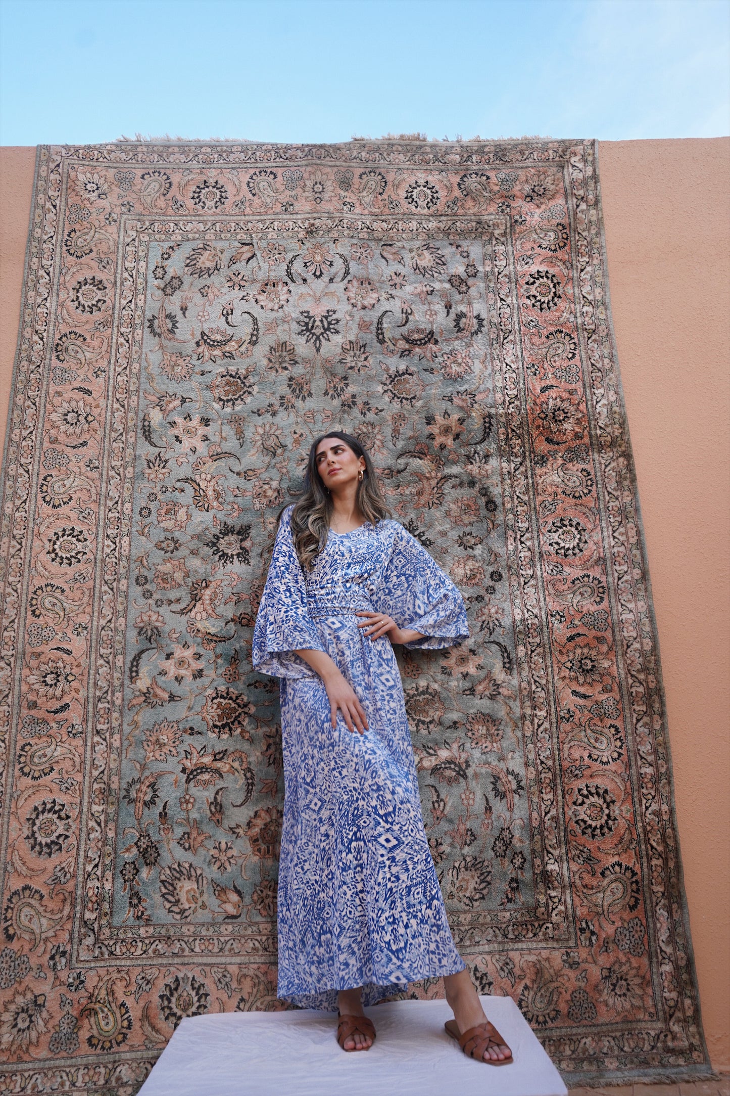 Indie Leopard Blue Kaftan