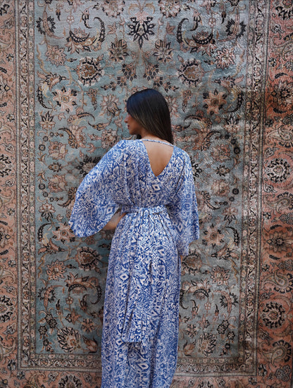 Indie Leopard Blue Kaftan